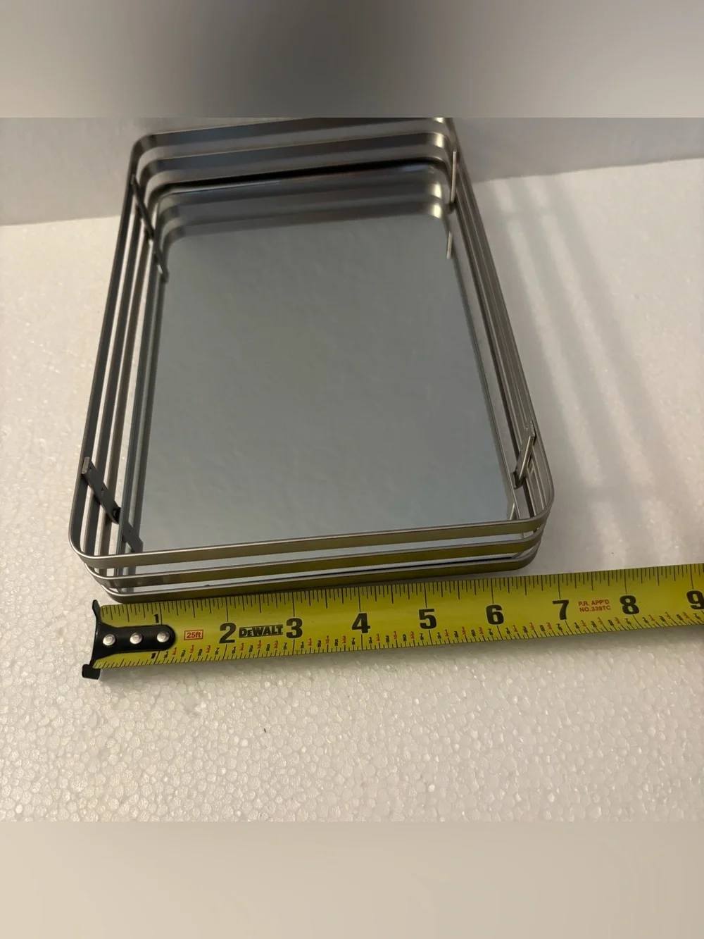Modern Silver Mirrored Vanity Tray Contemporary Home Bath Organizer
